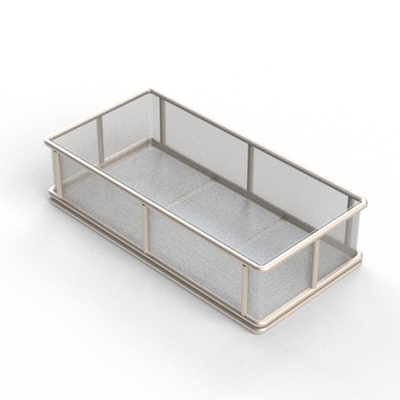 Anysizebasket Rectangular Wire Mesh Basket: 12Lx6Wx3H, 304 SS, 1/4 Rod Frame, No Handles, Mesh: 30 x .012 TMT-120060030-N30S